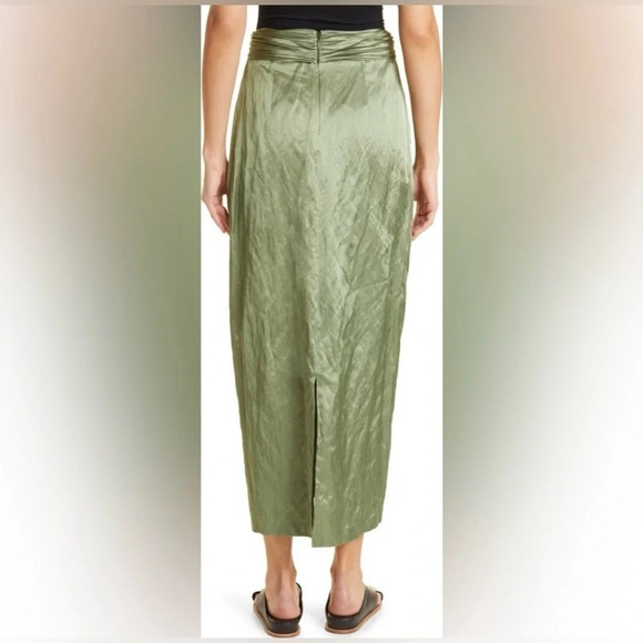 Vince Metallic Twist Front Cotton Blend Skirt in Green - Picture 5 of 10